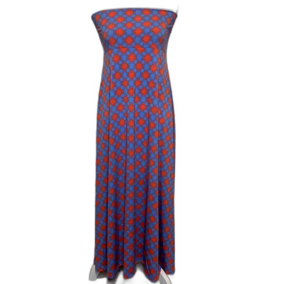 LuLaRoe Blue Orange Pattern Long Boho Maxi Skirt Comfy Womens Style NWOT - Picture 2 of 7